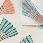 Orange and teal vintage badminton shuttlecocks Wall Tapestry Gallery Image 3