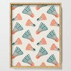 Orange and teal vintage badminton shuttlecocks Serving Tray Gallery Image 1