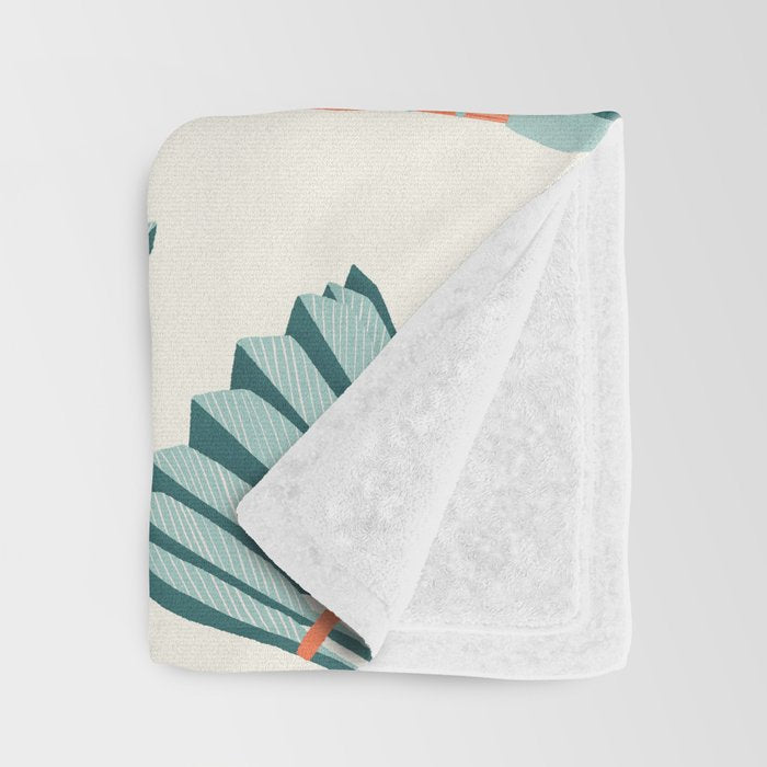 Orange and teal vintage badminton shuttlecocks Throw Blanket Gallery Image 3