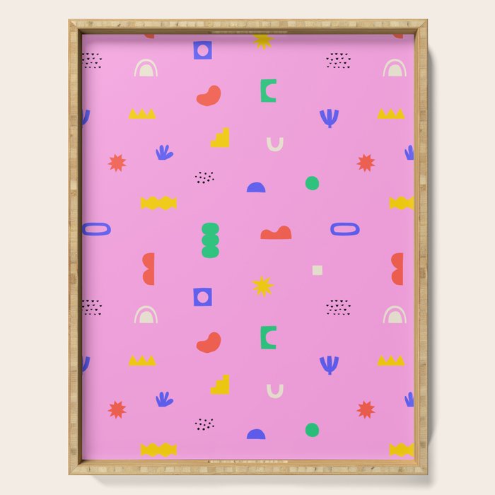 Abstract colorful organic shape art pattern Serving Tray Gallery Image 1
