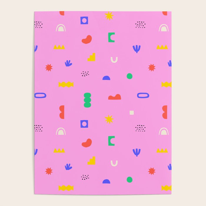 Abstract colorful organic shape art pattern Poster Gallery Image 1