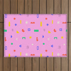 Abstract colorful organic shape art pattern Outdoor Rug Gallery Image 1
