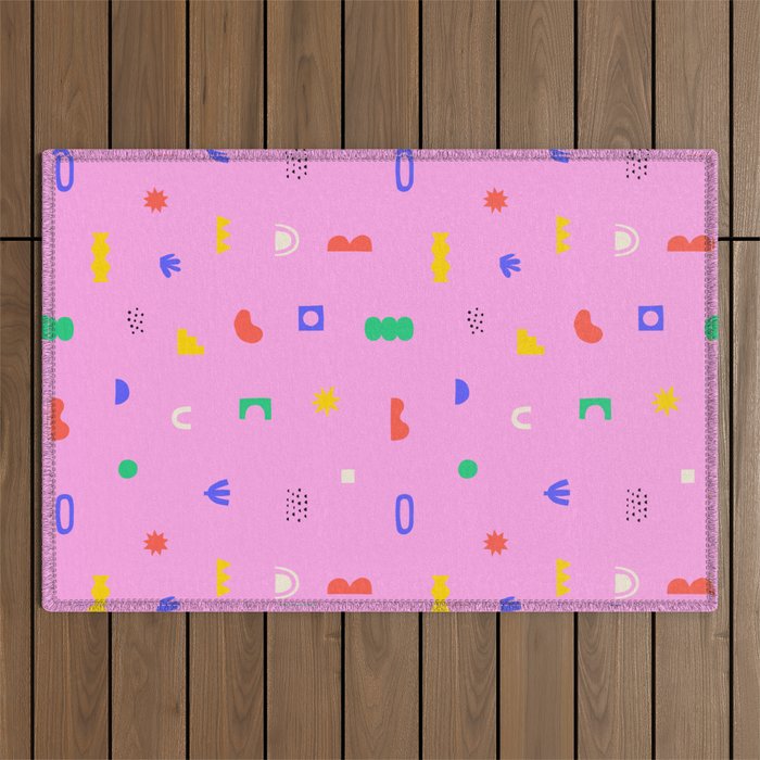 Abstract colorful organic shape art pattern Outdoor Rug Gallery Image 1