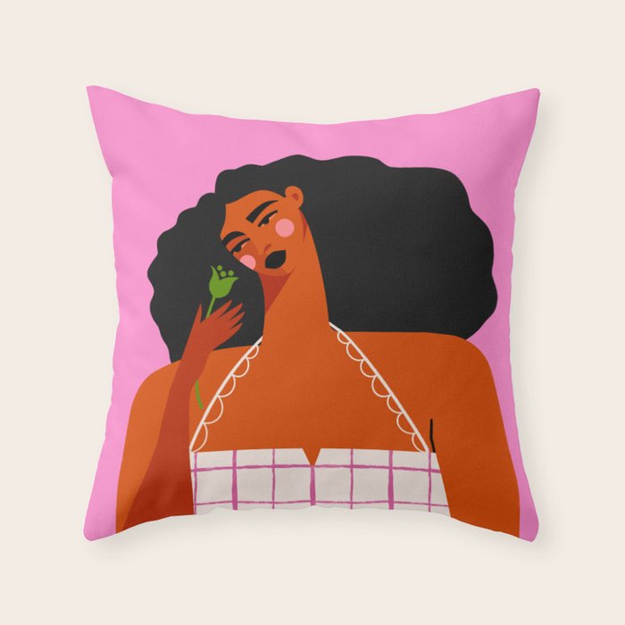 Green Tulip Throw Pillow Gallery Image 6