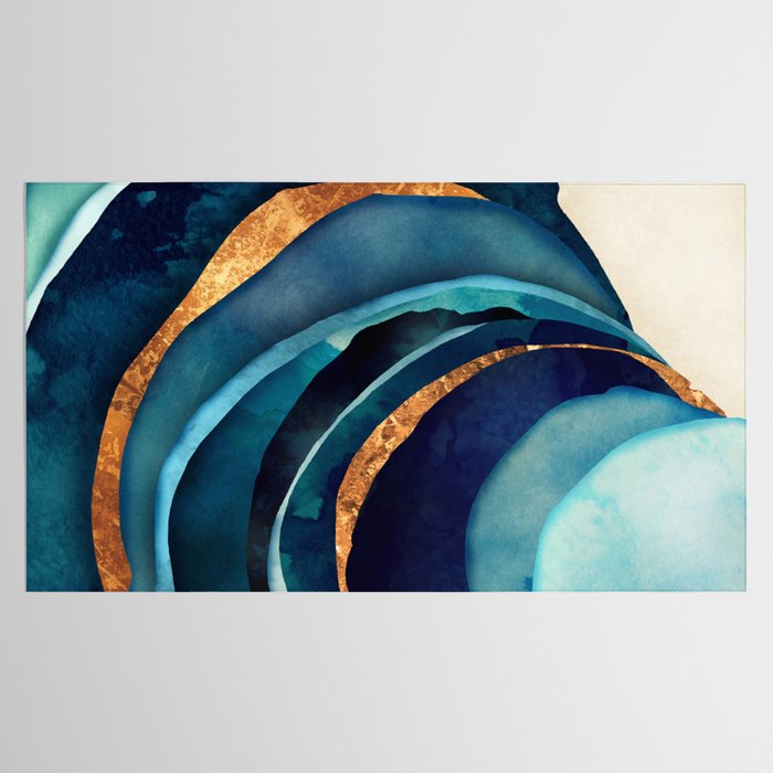 Abstract Blue with Gold Tablecloth Gallery Image 2