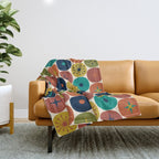 Mid Century Modern Retro Atomic Future Pattern in Mid Mod Colors on Cream Throw Blanket Gallery Image 1