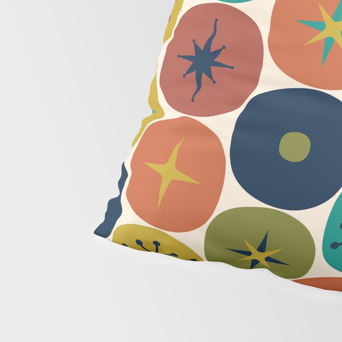 Mid Century Modern Retro Atomic Future Pattern in Mid Mod Colors on Cream Pillow Sham Gallery Image 4