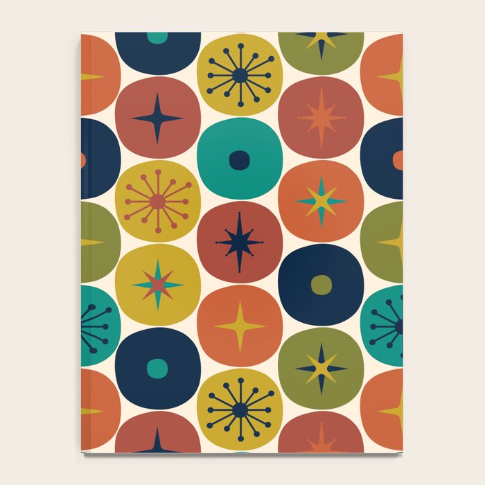 Mid Century Modern Retro Atomic Future Pattern in Mid Mod Colors on Cream Notebook Gallery Image 4