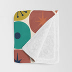 Mid Century Modern Retro Atomic Future Pattern in Mid Mod Colors on Cream Throw Blanket Gallery Image 3