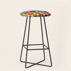 Mid Century Modern Retro Atomic Future Pattern in Mid Mod Colors on Cream Stool Gallery Image 1