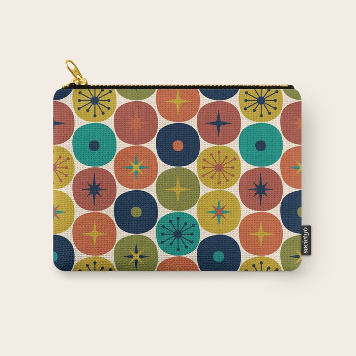Mid Century Modern Retro Atomic Future Pattern in Mid Mod Colors on Cream Carry All Pouch Gallery Image 1