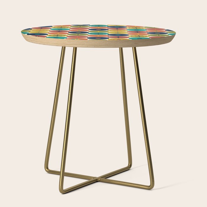 Mid Century Modern Retro Atomic Future Pattern in Mid Mod Colors on Cream Side Table Gallery Image 1