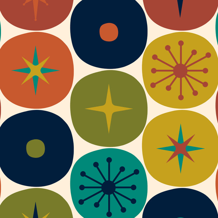 Mid Century Modern Retro Atomic Future Pattern in Mid Mod Colors on Cream Coffee Mug Gallery Image 2