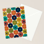 Mid Century Modern Retro Atomic Future Pattern in Mid Mod Colors on Cream Stationery Card Gallery Image 2