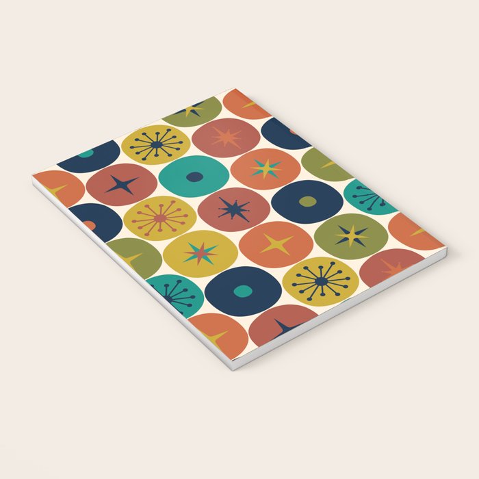 Mid Century Modern Retro Atomic Future Pattern in Mid Mod Colors on Cream Notebook Gallery Image 3
