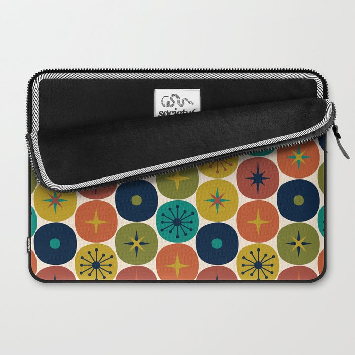 Mid Century Modern Retro Atomic Future Pattern in Mid Mod Colors on Cream Laptop Sleeve Gallery Image 2