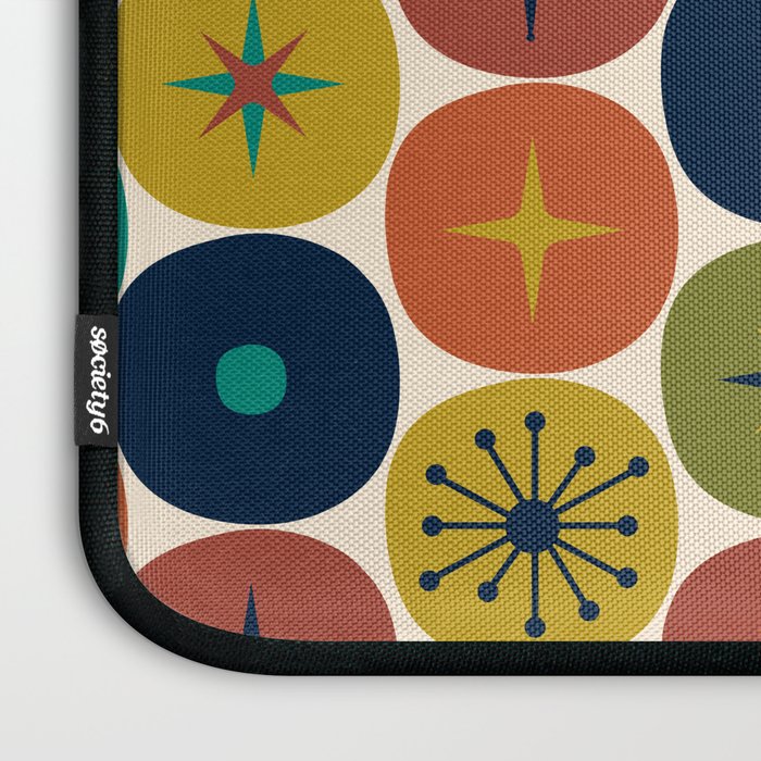 Mid Century Modern Retro Atomic Future Pattern in Mid Mod Colors on Cream Laptop Sleeve Gallery Image 3