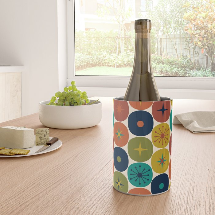 Mid Century Modern Retro Atomic Future Pattern in Mid Mod Colors on Cream Wine Chiller Gallery Image 4
