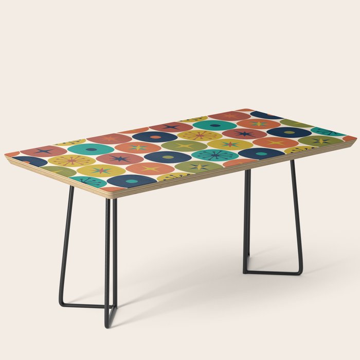 Mid Century Modern Retro Atomic Future Pattern in Mid Mod Colors on Cream Coffee Table Gallery Image 1