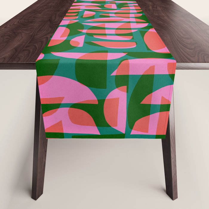 Simple Hand-cut Pattern #5 / Pink & Green Table Runner Gallery Image 1