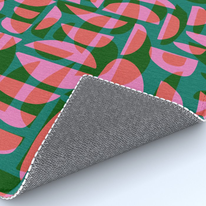 Simple Hand-cut Pattern #5 / Pink & Green Rug Gallery Image 4
