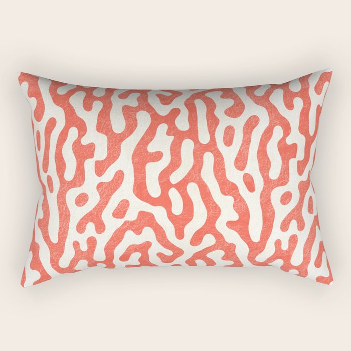 Living Coral Organic Pattern 2 Rectangular Pillow Gallery Image 1