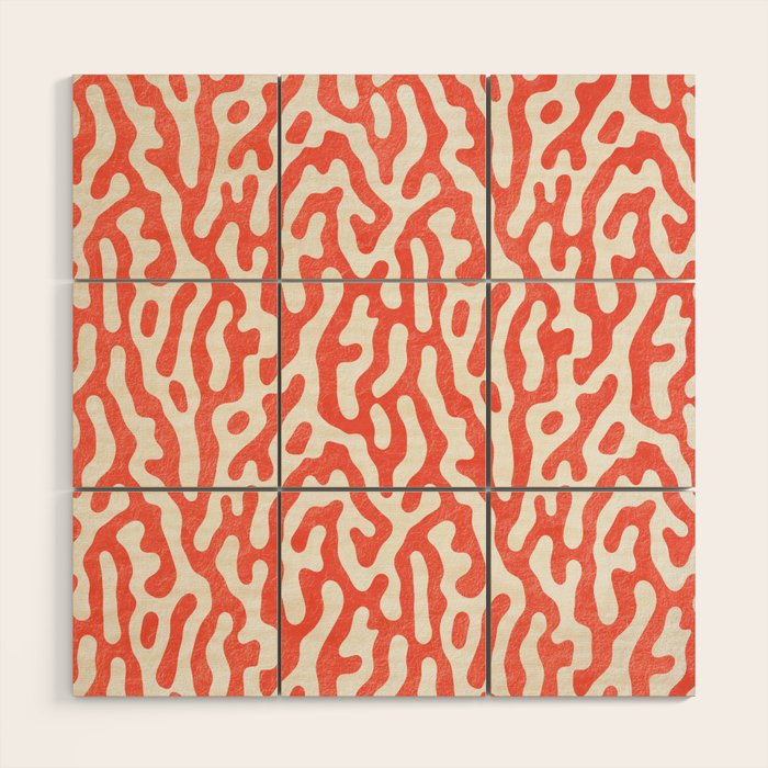 Living Coral Organic Pattern 2 Wood Wall Art Gallery Image 1