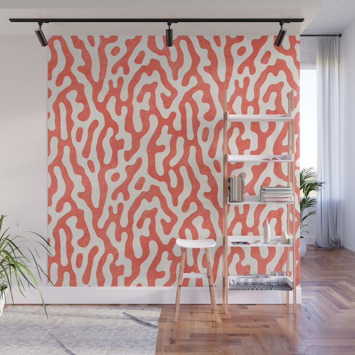 Living Coral Organic Pattern 2 Wall Mural Gallery Image 1