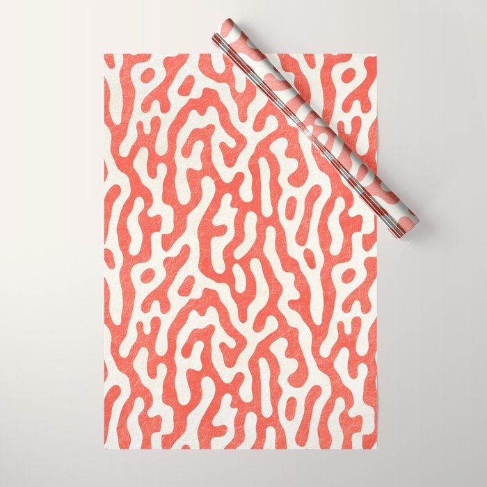 Living Coral Organic Pattern 2 Wrapping Paper Gallery Image 1