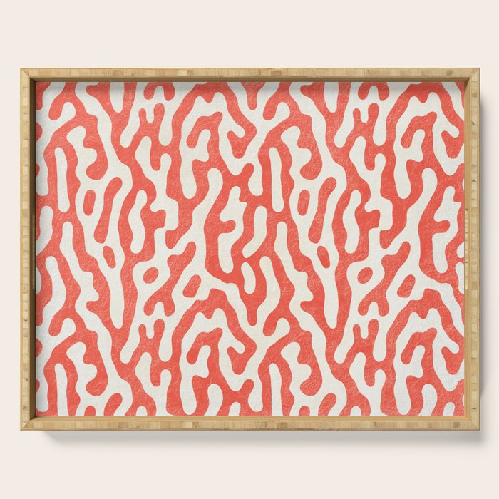 Living Coral Organic Pattern 2 Serving Tray Gallery Image 1