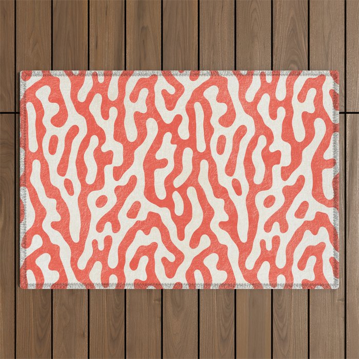 Living Coral Organic Pattern 2 Outdoor Rug Gallery Image 1