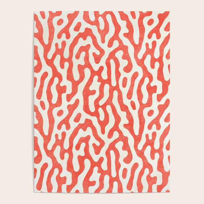 Living Coral Organic Pattern 2 Poster Gallery Image 1