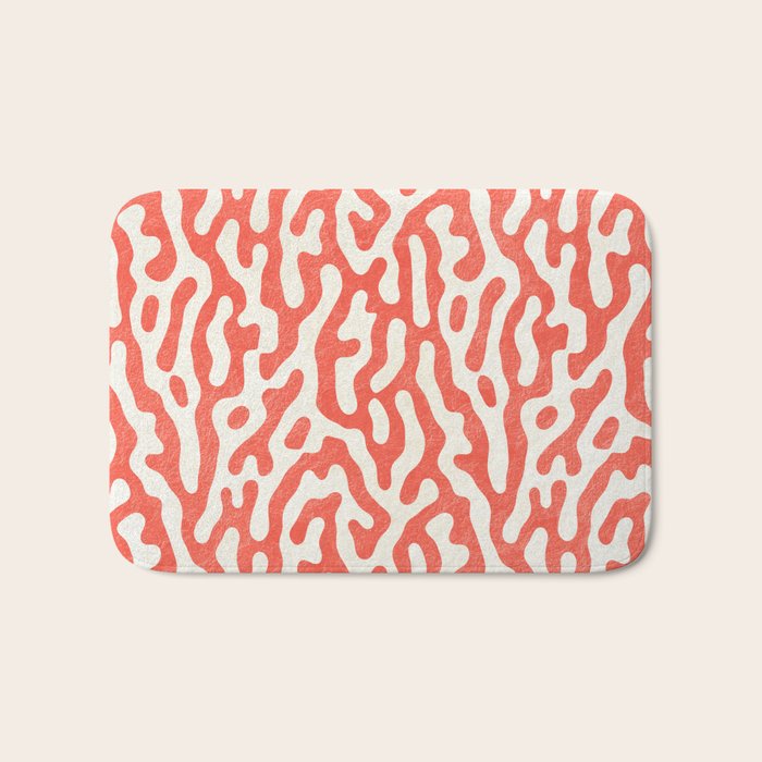 Living Coral Organic Pattern 2 Bath Mat Gallery Image 1