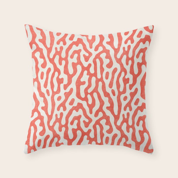 Living Coral Organic Pattern 2 Throw Pillow Gallery Image 6