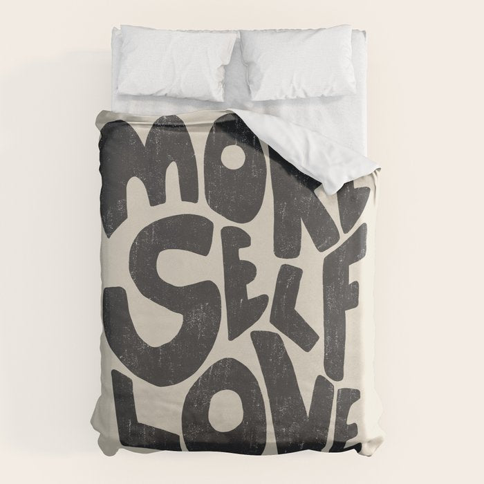 More Self Love | Black Duvet Cover Gallery Image 1