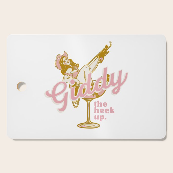 Giddy The Heck Up Cowgirl Retro Vintage Western Cowboy Art Cutting Board Gallery Image 1