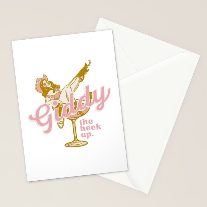 Giddy The Heck Up Cowgirl Retro Vintage Western Cowboy Art Stationery Card Gallery Image 2