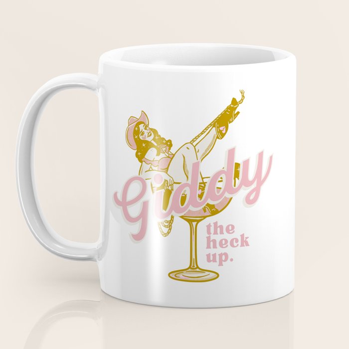 Giddy The Heck Up Cowgirl Retro Vintage Western Cowboy Art Coffee Mug Gallery Image 3