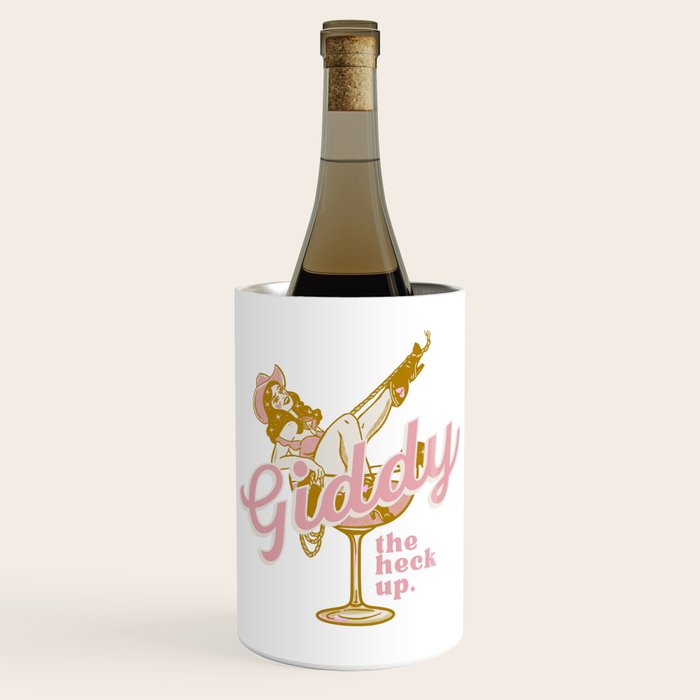 Giddy The Heck Up Cowgirl Retro Vintage Western Cowboy Art Wine Chiller Gallery Image 1