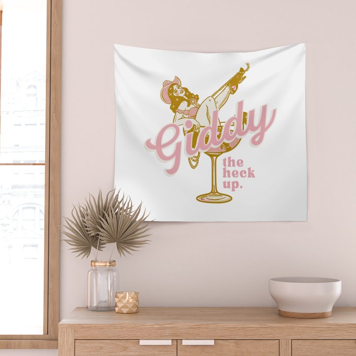 Giddy The Heck Up Cowgirl Retro Vintage Western Cowboy Art Wall Tapestry Gallery Image 2