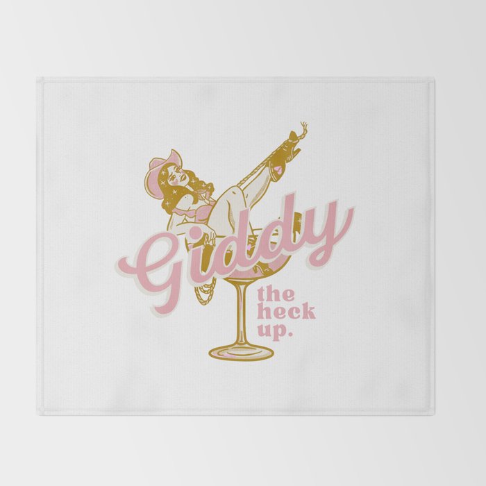 Giddy The Heck Up Cowgirl Retro Vintage Western Cowboy Art Throw Blanket Gallery Image 2