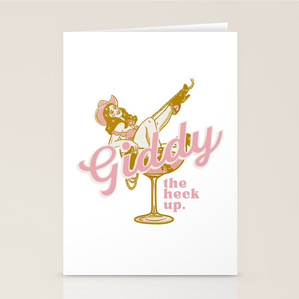 Giddy The Heck Up Cowgirl Retro Vintage Western Cowboy Art Stationery Card Gallery Image 2