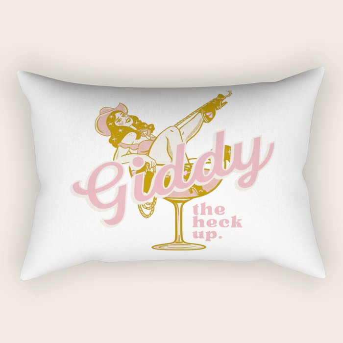 Giddy The Heck Up Cowgirl Retro Vintage Western Cowboy Art Rectangular Pillow Gallery Image 1