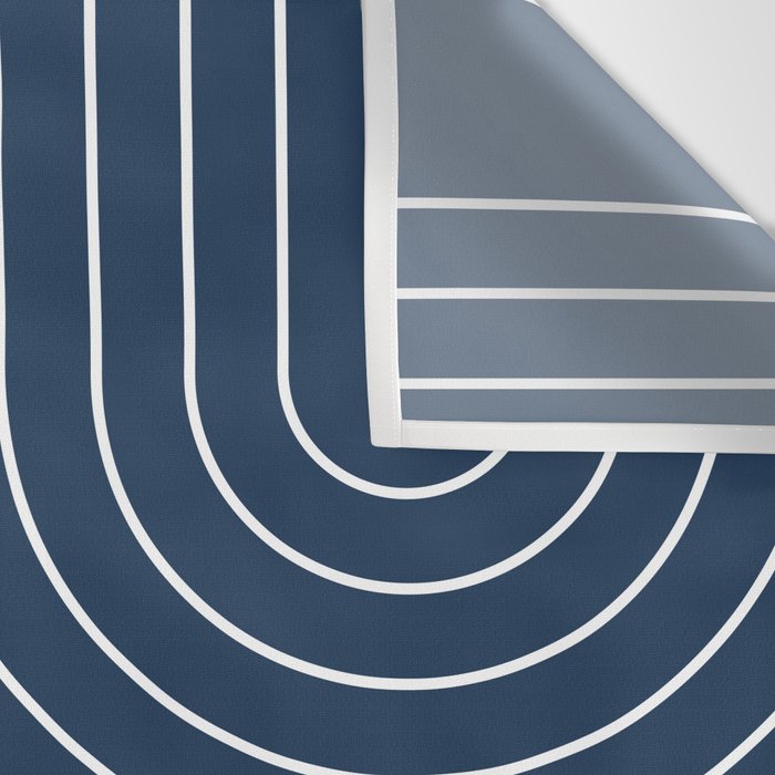 Mid Century Modern Geometric 83 in Navy Blue and Orange (Rainbow and Sun Abstraction) Wall Tapestry Gallery Image 3