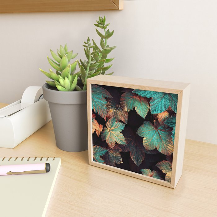 Copper And Teal Leaves Mini Art Print Gallery Image 2