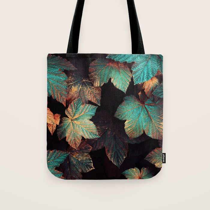 Copper And Teal Leaves Tote Bag Gallery Image 1
