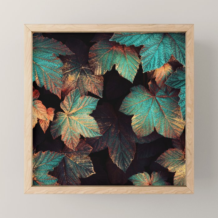 Copper And Teal Leaves Mini Art Print Gallery Image 1
