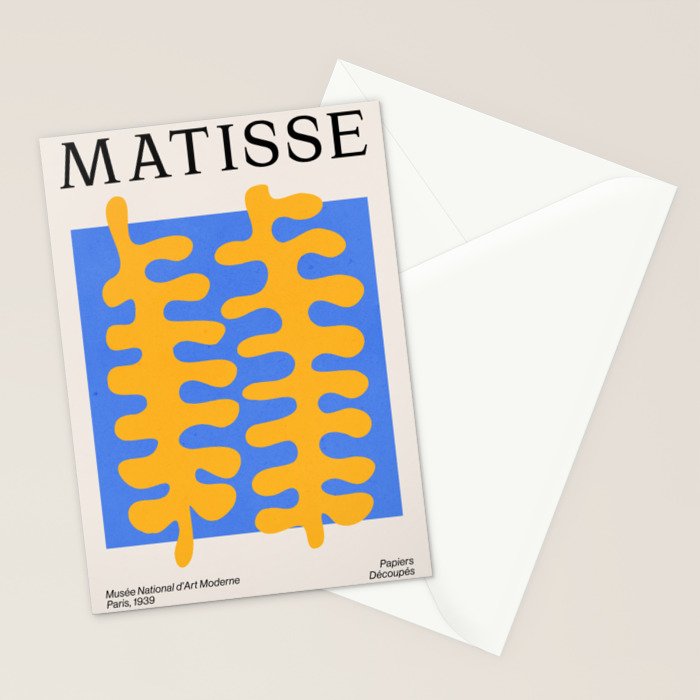 Royal Blue & Supernova: Matisse Paper Leaf Cutouts 02 Stationery Card Gallery Image 2
