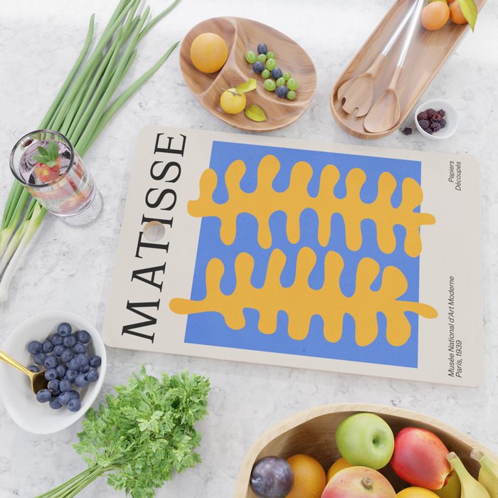 Royal Blue & Supernova: Matisse Paper Leaf Cutouts 02 Cutting Board Gallery Image 2