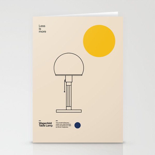 Wagenfeld Table Lamp, Wilhelm Wagenfeld, Minimal Furniture Bauhaus Design Stationery Card Gallery Image 2